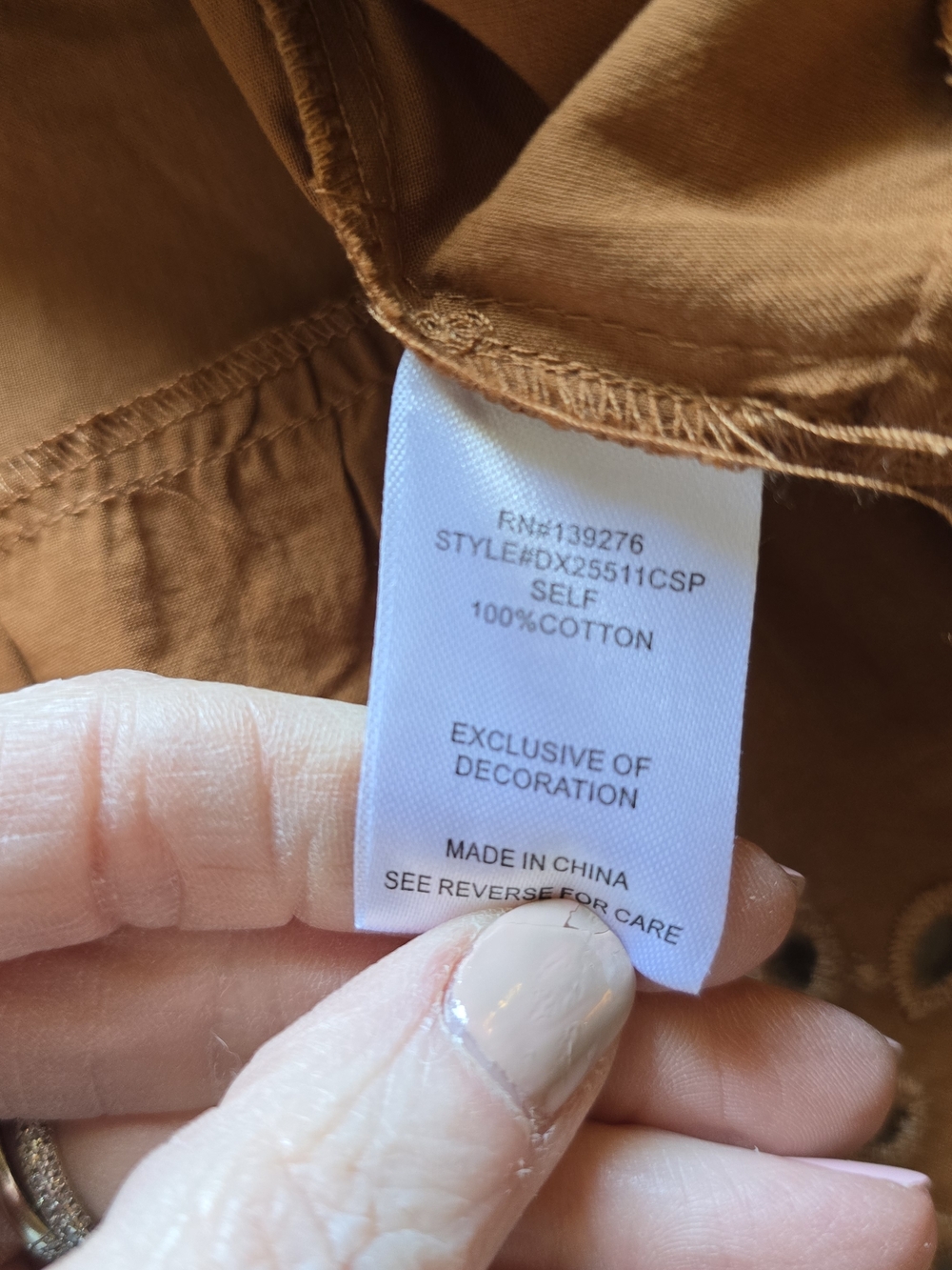 Daniel Rainn Rust Brown Eyelet Button-Front Tank Top - Picture 7 of 7
